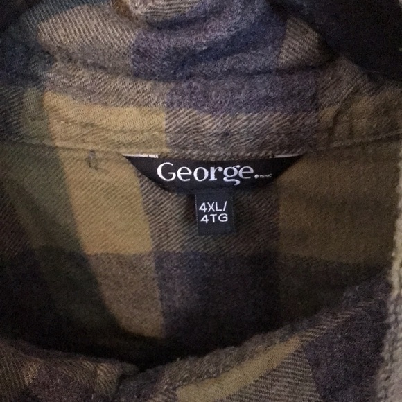 Mens plus size button up causal plaid 4XL long sleeve shirt - Picture 2 of 3